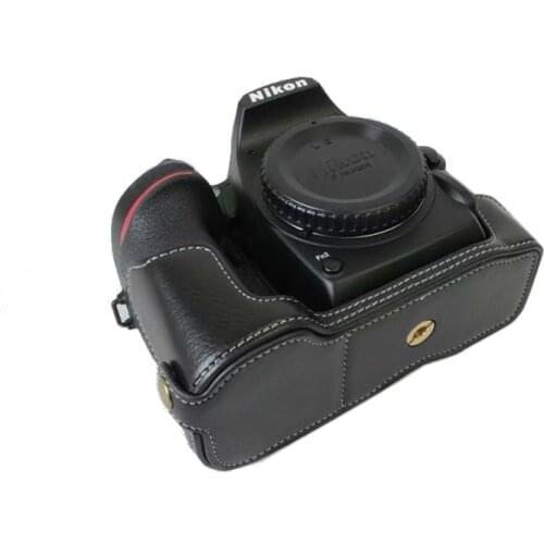 Genuine Cowhide Leather case Half Body cover Camera bag For Nikon D3100 D3200 D3300 D3400 protective shell With Battery Opening