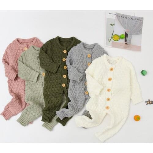2021 New Winter Autumn Baby Bodysuit Clothing For Newborn Baby Boys Romper Knit Baby Girls Jumpsuit For Kids Clothes 0-18 Months