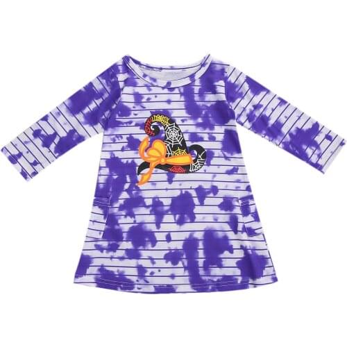 Baby Girls Tie Dye Halloween Dress Infant Newborn Toddler Girl Long Sleeve O Neck Straight Dresses Kid Baby Clothing 1-6Y