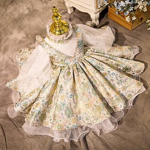 Baby Toddler High Quality Kids Clothes Girls Lolita Dress Teens Evening Prom Dresses Long-Sleeved Princess Party Dress Vestidos