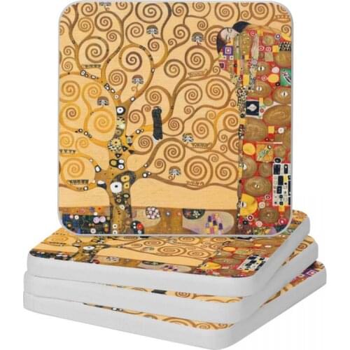 Breathing Art Gustav Klimt The Hug Diatomite Square Round Coaster Water Absorption Cup Bonsai Mat Soap Toothbrush Pad 10x10cm