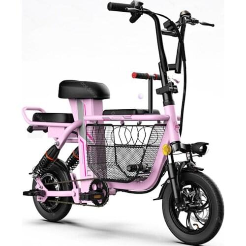 Electric Scooter For Girls Women 48V 350W Electric Bicycles Mini Electric Bike Foldable With Storage Basket/Removable Battery