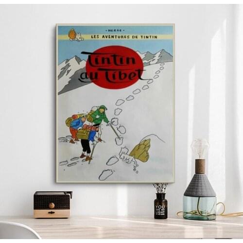 Hand Made Oil Painting The Adventures of Tintin Modern Art Artworks Funny TinTin Cartoon On Canvas For Kids Room
