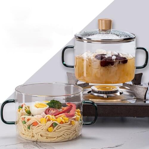 High Borosilicate Binaural Glass Soup Pot Visible Noodle Soup Bowl Open Fire Stockpot