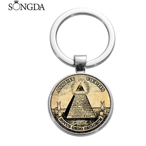 Classic Masonic Illuminati Pyramid Eye Keychain Freemason G Templar Art Symbol Keyring Chain Souvenir Gift for Freemason