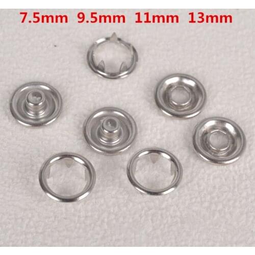 100 pcs Metal Brass Prong Snap Button Press Studs Open Ring Fasteners Buttons Mold Baby Clothes Accessories 9.5mm 11mm 13mm