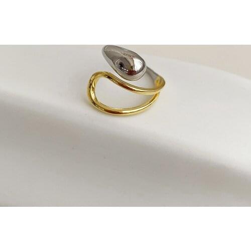 Minimalist Gold Silver Color Mix Colors Wave Rings for Women Egirl Simple Open Cuff Water Dome Engagement Party Ring Jewelry