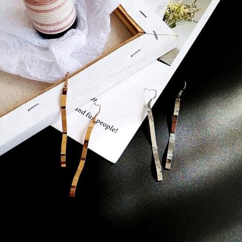 Timlee E246 Fashion Temperament Personality Geometry Curve Long Metal Drop Earrings,Wholesale