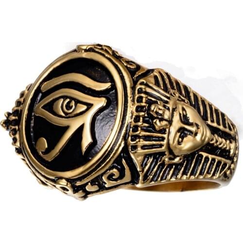 FDLK Gothic Ancient Egypt Egyptian Pharaoh The Eye of Horus Wedjat Eye Ankh Cross Vintage Ring For Men Punk Steampunk Jewelry