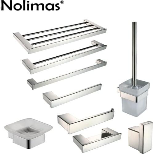 SUS 304 Stainless Steel Bathroom Hardware Set Bathroom Accessories Mirror Polished Paper Holder Toothbrush Holder Towel Bar