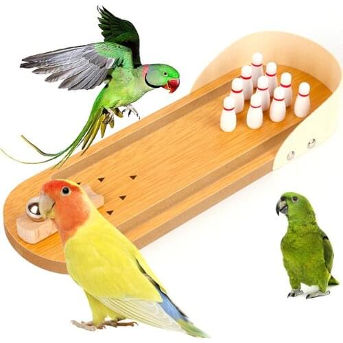 Pet Bird Wooden Bowling Game Desktop Educational Puzzle Training Toy
