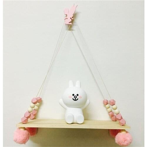 Nordic Style 40*15cm Solid Wood Shelf Wooden Bead Rack Childrens Room Study Decoration Toy Rack Bookshelf Wall Decoration
