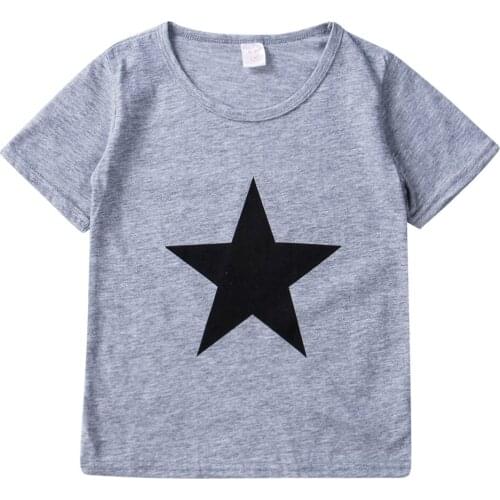 2020 New Style Top Toddler Kids Boys T-shirts Cute Summer Short Sleeve Pentagram Kids T shirt Baby Children Cotton Clothes 3-7Y