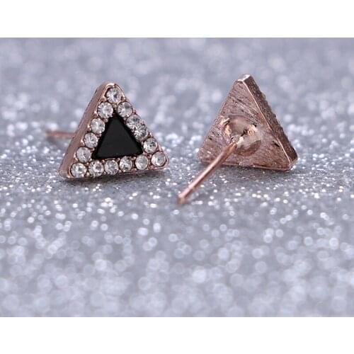 New Womens earrings Zircon triangle round square stud earring for women jewelry fashion female jewelry korean cherry earrings
