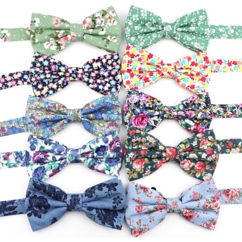 New Chic Vintage Floral Bowtie Mens Fashion Novelty Handmade Cotton Butterfly Party Dinner Wedding BowTie Gift Bowknot Accessory