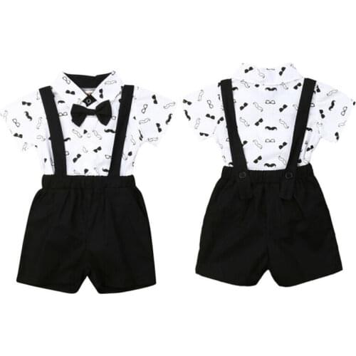 Newbron Baby Boy Formal*Party*Wedding* Bow Tie Romper Bodysuit Bib Short Pants Clothes 0-24M