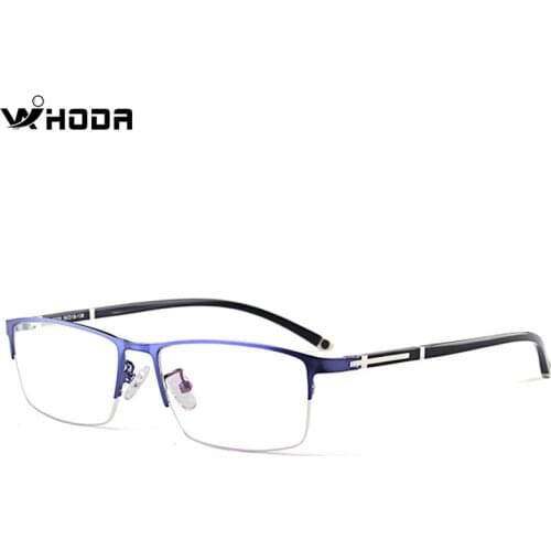 Ultralight Alloy+TR90 Business Mens Optical Glasses Frames , Semi Frame Screwless Metal Prescription Myopia Eyeglass Frame