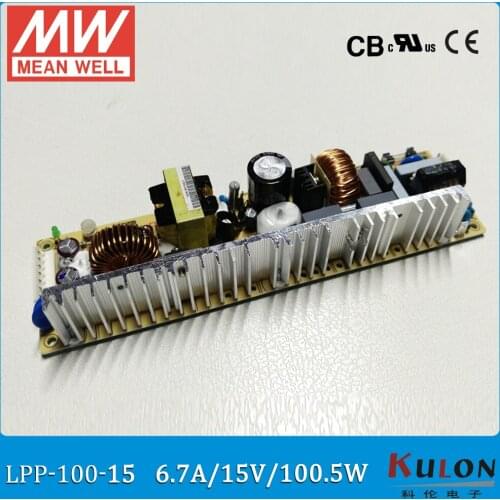 Original MEAN WELL LPP-100-15 single output 6.7A 100W 15V Meanwell Power Supply with active PFC open frame LPP-100