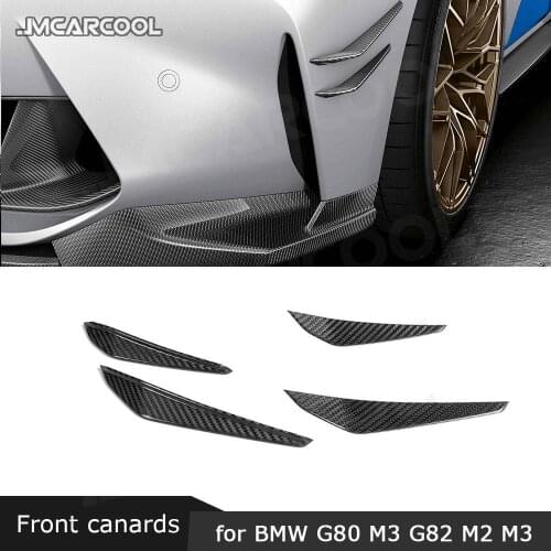 Front Bumper Side Canards Fins Flaps Trims Dry Carbon for BMW 3 4 Series G80 G82 G83 M3 M4 2021 UP MP Style Fiber Glass