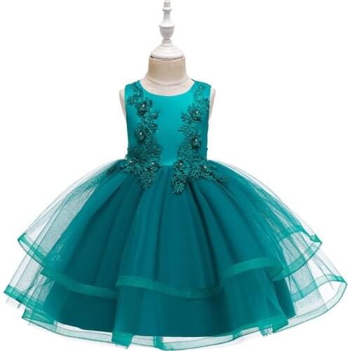 Carnival Flowers Girls TUTU Dress Wedding Birthday Party Dress For Girls Bling Sequins Lace Appliques Frocks 6 8 10 12 14 Years