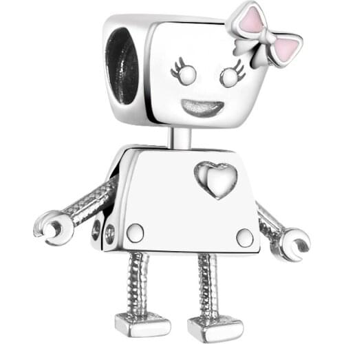 Fits For Pandora Charms Bracelets Bella Bot Beads with Pink Enamel 100% 925 Sterling-Silver-Jewelry Free Shipping