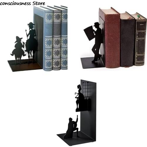 New Modern Wrought Iron Figure Simple European Character Book Stand Knight Witch Reader Book Shelf Decoration Desk Accessories