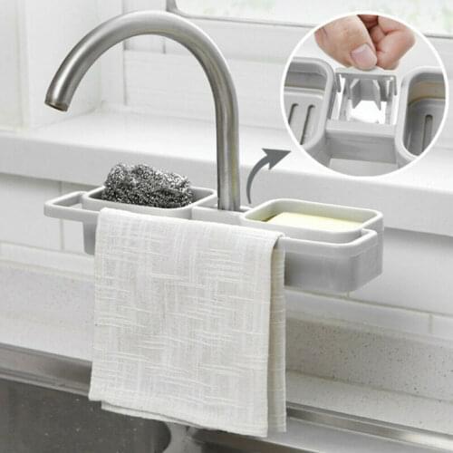 Useful Suction Cup Kitchen Sponge Drain Holder PP rubber Toilet Soap Shelf Organizer Sponge Storage Rack Wash Cloth Tools
