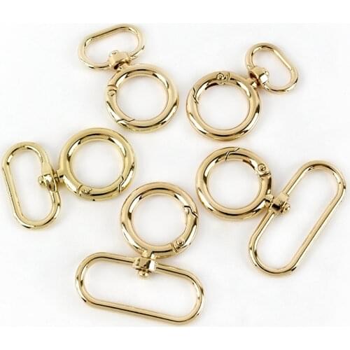 Meetee 10/20pcs 15-38mm Metal Ring Buckle Bag Strap Snap Clip Hook Webbing Connection Spring O Rings Buckles DIY Keychain Clasp