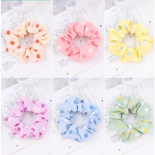 4.3inches Korean Dot Print Scrunchie For Women Girls Elastic Hair Rubber Bands Hair Ropes Tie Headwear Ponytail Hair Accessories