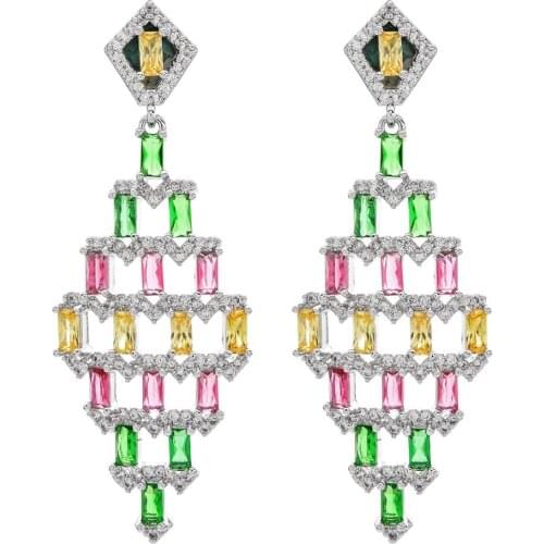 Luxurious and exaggerated color fashion AAA zircon eardrop, Beautiful jeweled zircon earrings for women ER-270