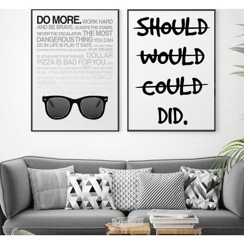 Do More Work Office Motivational Quote Wall Art Minimalism Black White DID Fitness Text Posters and Prints Canvas Painting Decor