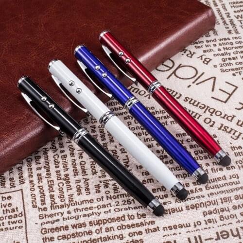 New School Supplies Office Stationery Ball Point Pen LED Laser Light Touch Screen Capacitive Pen Multifunction Pen