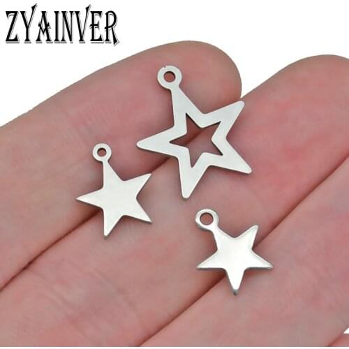 20pc/lot Hollow Charms 304 Stainless Steel Five-pointed Star Hollow Cute for Necklace Pendant Charms Diy Jewelry Making Bracelet