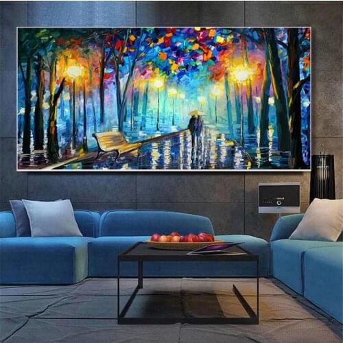 Modern Abstract Walking Down The Street Oil Painting Print on Canvas Nordic Poster Wall Art Picture for Living Room Home Decor