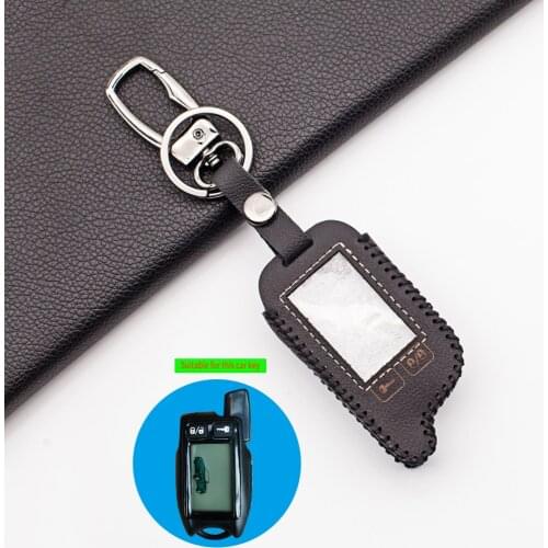 TW9.5 High Quality 100% Leather Key Case Cover for Tomahawk 9.5 9.9 Two-Way Car Alarm LCD Transmitter Remote Fob