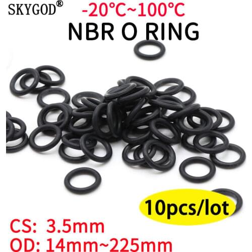 10pcs NBR O Ring Seal Gasket Thickness CS 3.5mm OD 14~225mm Nitrile Butadiene Rubber Spacer Oil Resistance Washer Round Shape