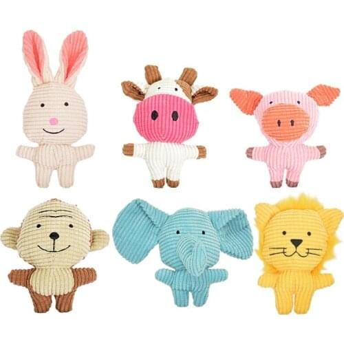 Corduroy Cute Animals Plush Dog Chew Squeaky Toys Funny Small Medium Dogs Interactive Cleaning Teeth Toy Pets Accessories
