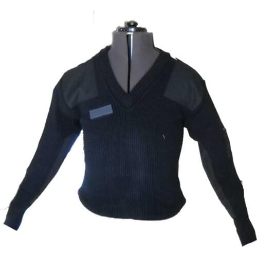 Knit pullover sweater v-neck blue winter wool Watch Guard oath