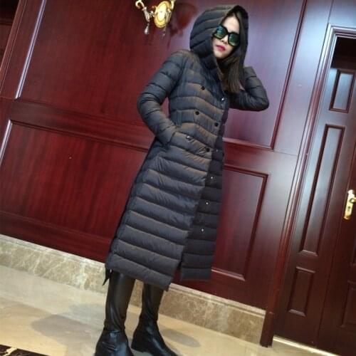 Quality High Womens Winter Coat Female White Duck Down Jacket Women Long Green Jcakets Hood Parkas Abrigo Mujer WXF171