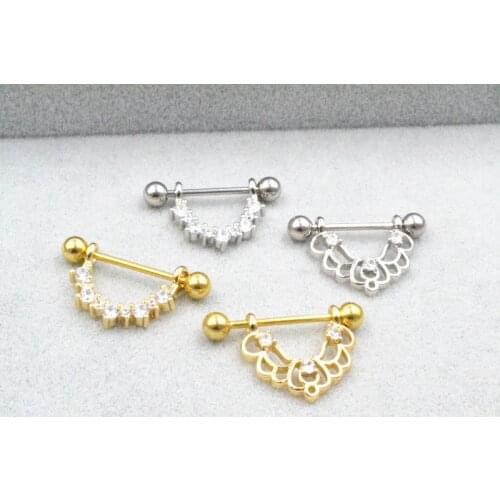 Lot50pcs 14G Body Piercing Jewerly Nipple Shield Ring Bar Piercing Crystal CZ Gems NEW Mix