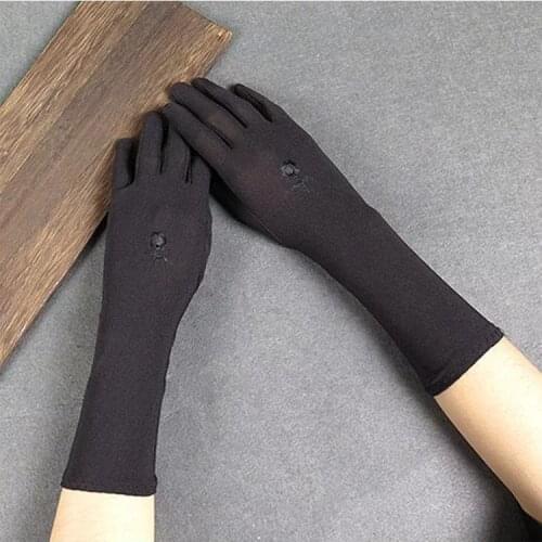 Lady Medium-long Thin Elastic Etiquette Gloves Summer Women Sunscreen Embroidered Gloves Driving Car Accessories