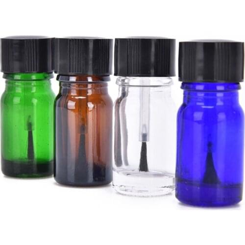 1PCS 5ML Travel Empty Small Round Glass Essential Bottle 5ML Empty Cosmetic Containers Nail Polish Bottle With A Lid Brush