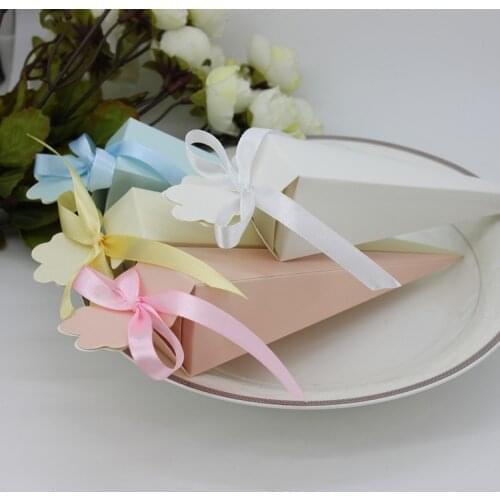 10PCS Party supplies ice cream cone bow gift boxes Wedding party colorful ribbon candy box