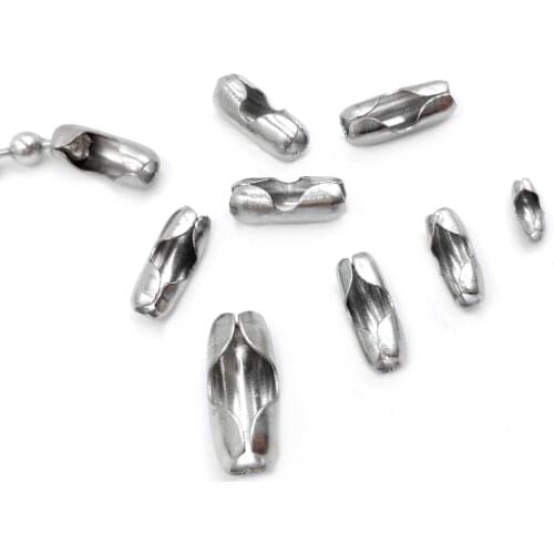 30Pcs Stainless Steel 1.5 2.0 2.4 3 3.2 4 4.5 5 6mm Ball Beads Chain Connectors Clasps Diy Jewelry Chains Accessories Necklace