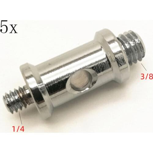 5pcs 1/4" to 3/8" male Spigot Stud Adaptor Screw Converter Connector Bolt fr Umbrella Flash LED Light Tripod Camera Camcorder