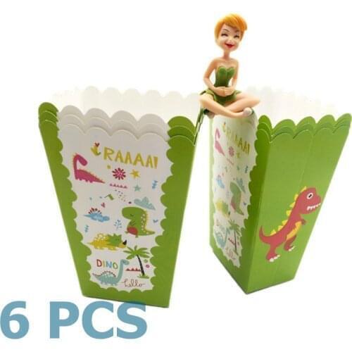6pcs/lot Dinosaur Party Supplies Popcorn Boxes Cartoon Happy Birthday Decoration Theme Party Supplies Favors Girls Boys