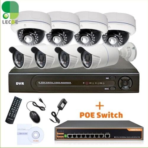 8Ch Network POE Video Security System (NVR Kit)- 8 1MP POE Weatherproof IP Cameras 65ft Night Vision,2TB HDD +8 port POE Switch