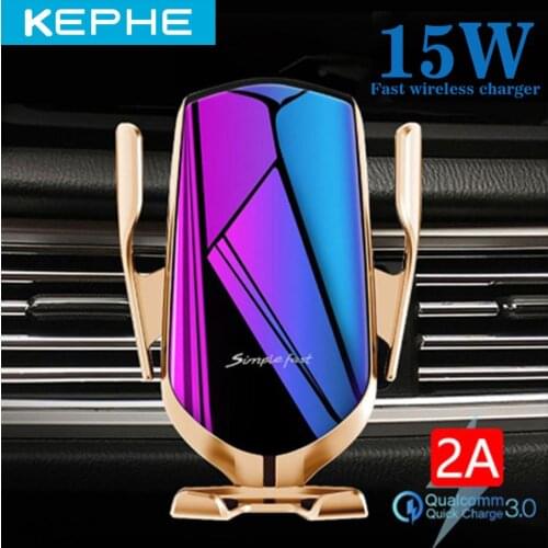 KEPHE Car Phone Holder Charger For iPhone 11 Pro Max Samsung Fast Wireless Charging Intelligent 15W Qi Wireless Car Charger