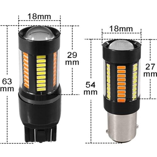 2* Car Led 1157 P21/5W BAY15D T25 3157 W21/5W 7443 T20 LED Dual-Color Car Light 4014 66-SMD LED Turn Signal Light DRL Bulb 12V