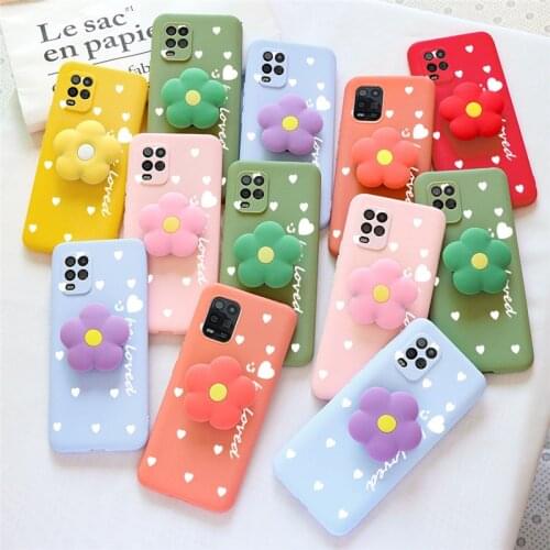 3D Flower Stand Phone Case For Xiaomi Redmi Note 9 8 Pro 8T 9S 7 7S 6 5 Plus 7A Mi A3 A2 8 9 10 Lite SE 9T Poco X3 NFC TPU Cover